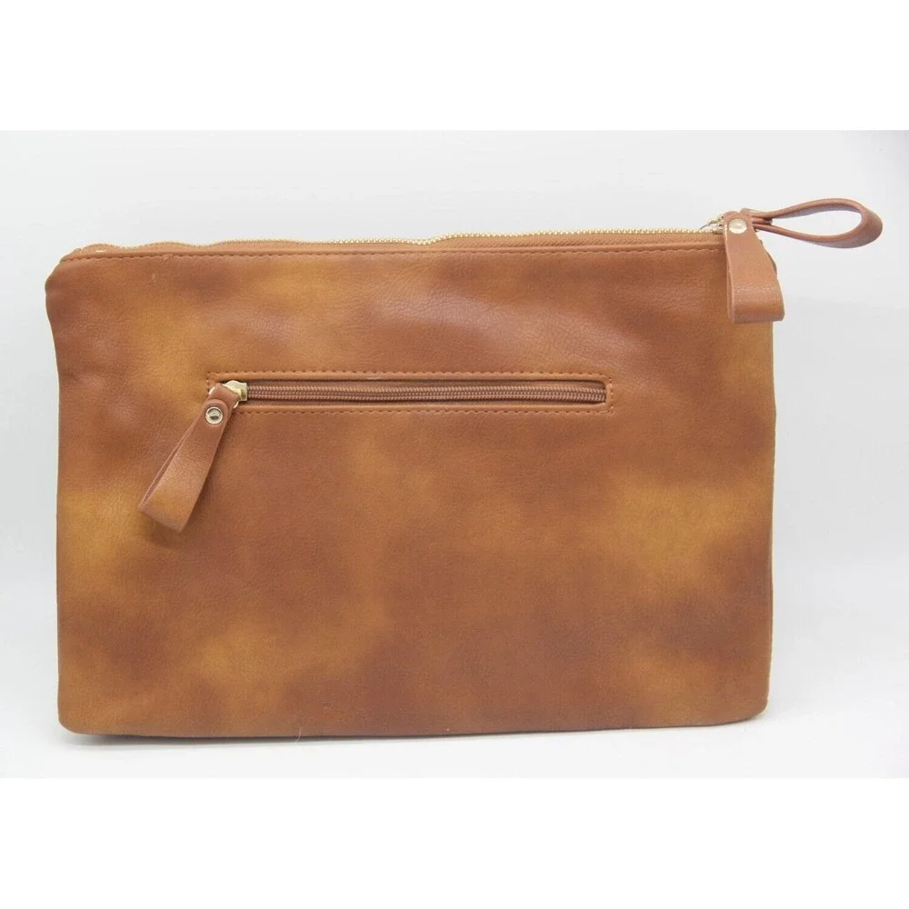 Chico's Women's Jamie Clutch Brown Zipper Purse w/ Gold Groments NWT $99